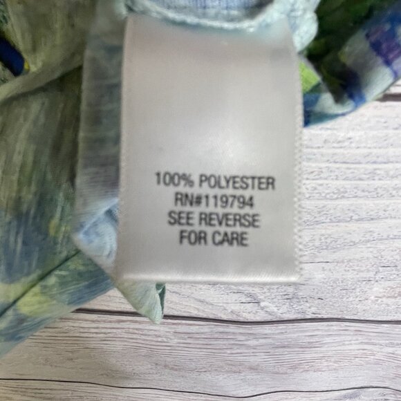 Apt 9 Blouse Size L Tie-Dye Green Blue Crochet Overlay Rhinestones V-Neck Y2K - Picture 8 of 12